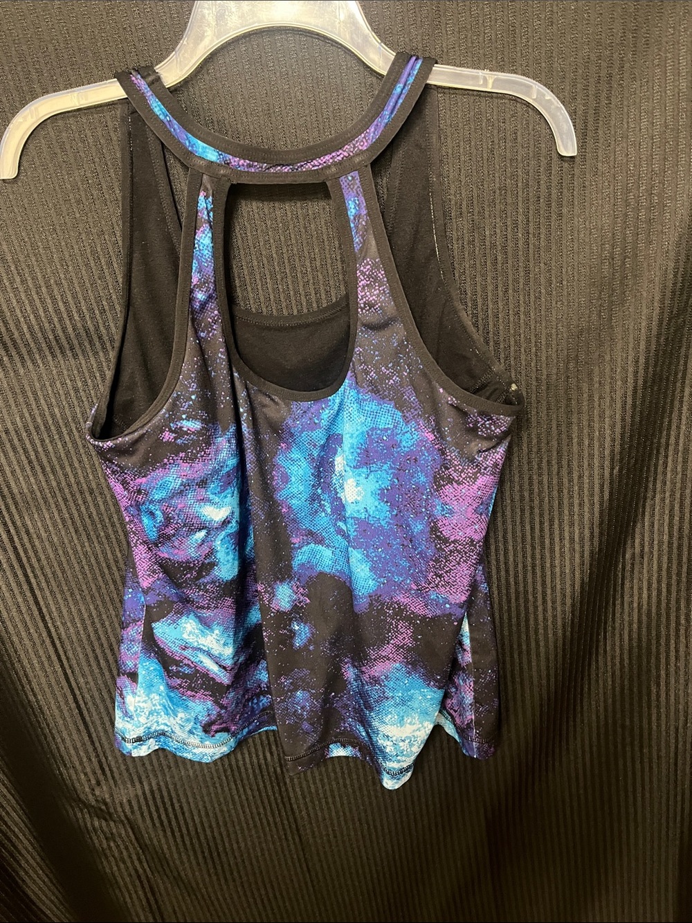 Xersion Black Tank Top with Blue & Purple Galaxy Pattern - Picture 3 of 4